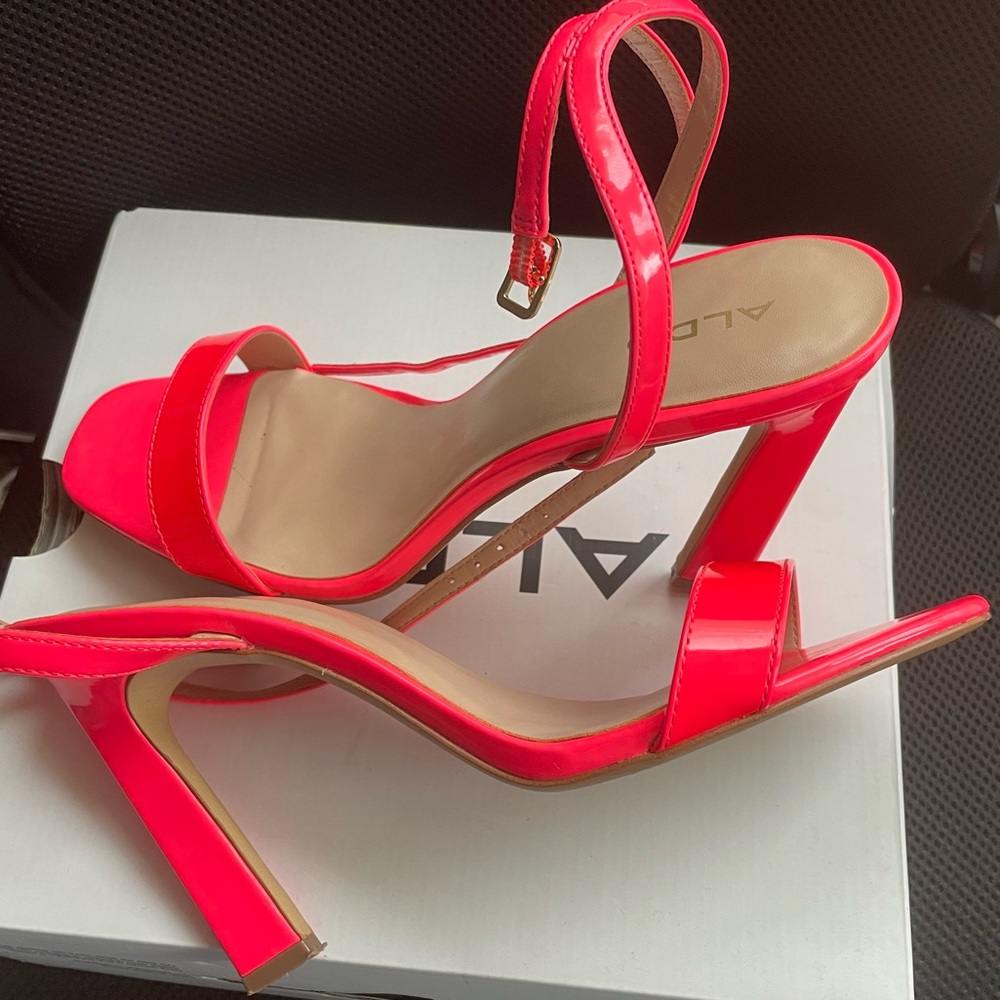 Aldo hot pink/fuchsia ankle strap heel sandals